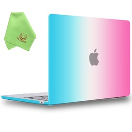 UESWILL Compatible with MacBook Air 13 inch M4 M3 M2 Case 2022-2025 Model A3240 A3113 A2681 with 13.6" Liquid Retina Display Touch ID, Matte Hard Shell Case Cover + Microfiber Cloth, Rainbow