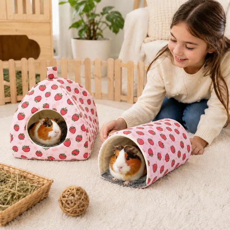 Oxiros Guinea Pig Hideout Tunnel Set, 2 Pack Washable Small