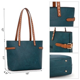 Tote Bag for Women Slouchy Hobo Bag Large Shoulder bag Minimalist Top Handle Handbags and Purses with decorative belts and stitching strap MWC-590LKB