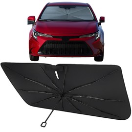 Proadsy Proadsy Windshield Sun Shade Umbrella for Toyota Corolla 2019-2025 Foldable Car Umbrella Sunshade with Soft TPU Handle Spring Structure Crystal Cooling Material Protect Car from Rays & Heat