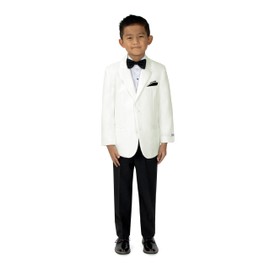 Spring Notion Big Boys' Modern Fit Tuxedo Set, No Tail 5 Off-White Jacket/Black Pants