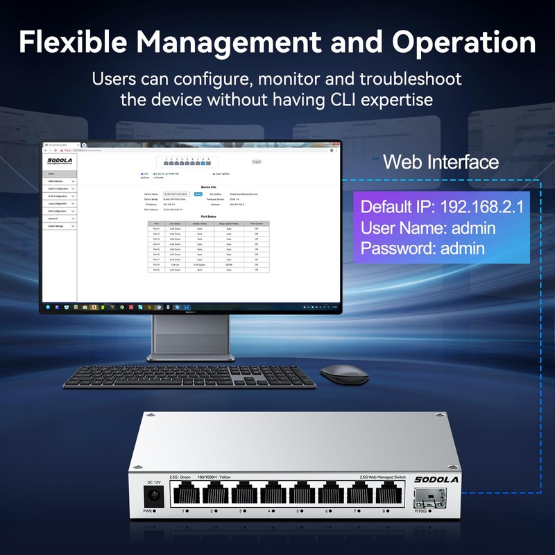 SODOLA 9 Port 2.5Gb Easy Web Managed Network Switch