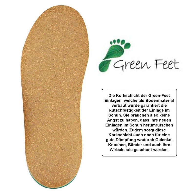 Green-feet Thin, 3mm Thin Orthopaedic Schuh-einlage-n for Fallen Arches, Flatfoot,