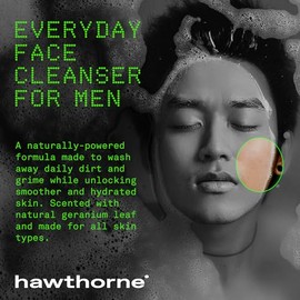 Hawthorne Limpiador facial diario para hombres con extracto de aloe y ceramidas calmantes. Para todo tipo de piel. Ingredientes naturales, vegano, sin