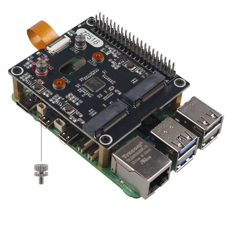 ZDE ZP518 PCIe to Dual M.2 HAT Key-M NVMe SSD