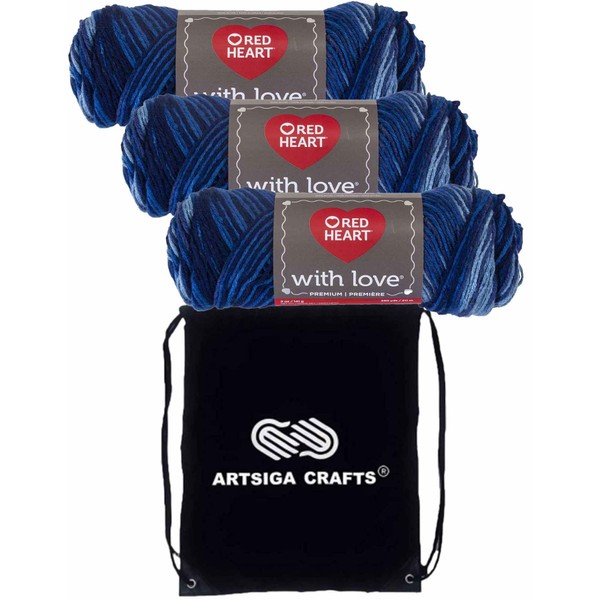 Red Heart with Love Deep Blues E400-1937 (3-Skeins - Same