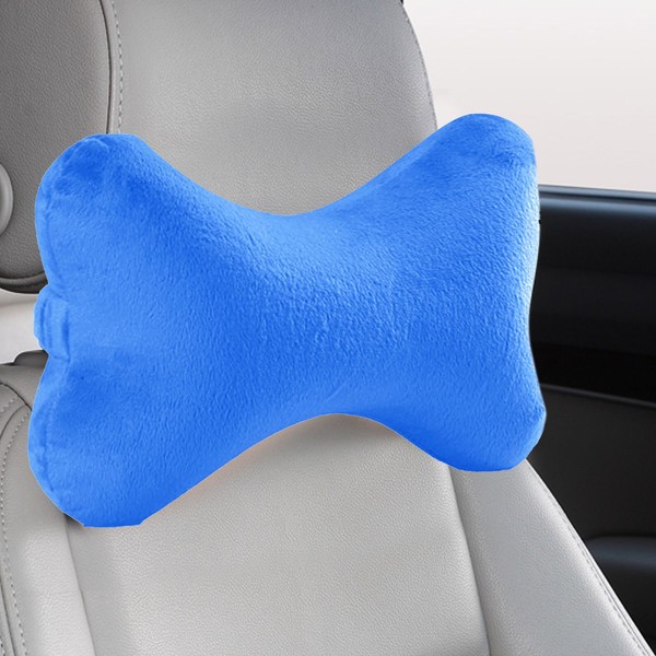 Bookishbunny 2pk Dog Bone Shaped Travel Neck Pillows with Washable Removable Cover Memory Foam Car Bus Truck Driving Comfort Head Rest Support (Blue)