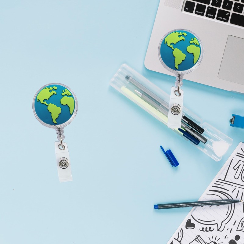 Planet Earth Badge Reel - Cute Retractable ID Holder for