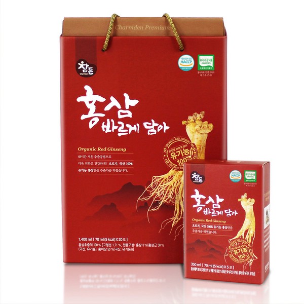 Chamden [Onsale] Organic Red Ginseng Liquid Properly Packed Red Ginseng 70ml x 20 Packets / 참든 [온세일]유기농 홍삼액 홍삼 바르게 담아 70ml x 20포