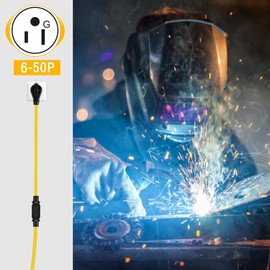 NEMA 6-50P to 6-20/15R or 5-20/15R Welder EV Adapter Cord 50 Amp 3 Prong 240V to 20/15 Amp 3 Prong 240V 6-20/15R or 5-20/15R T Blade for Welder EV Charger, 12 AWG, 1FT