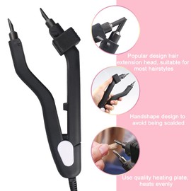 GlamorDove Profession Fusion Hair Extensions Tool Melting Heat Iron Hair Connector with Heat Shield Guards Wand for Keratin Bonding Tool for C/U/I/Flat Tip US Plug Temperature Adjustable