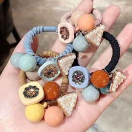 Durable Elastic Half-Up Girls' Hair Tie Scrunchie Mint 5ea