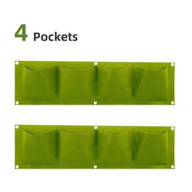 LITLANDSTAR Hanging Planting Grow Bags, 2 Pack 4 Pockets Horizontal Wall Mount Planter Garden Hanging Grow Bags Seedling Wall Planter Gardening Planter Pocket for Yard Garden Home Decoration, Green