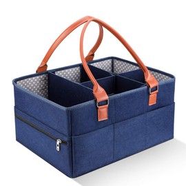 Baby Diaper Caddy, Large Nursery Storage Bin Portable Nappy Storage Basket for Baby Wipes & Kid Toys Multifunctional Basket Car Organizer for Newborn Shower Gift