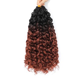 New Gogo Curl Crochet Hair Pre Looped 8 Packs Pre Twisted Curly Crochet Hair for Black Women Beach Curl Wave Crochet Synthetic Hair Extensions (14Inch 1B/350#)