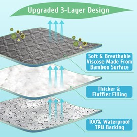 Lunsing Waterproof Queen Mattress Protector, Soft Breathable and Noiseless Queen Size Mattress Pad Cover with 6-18 in Deep Pockets,Gray