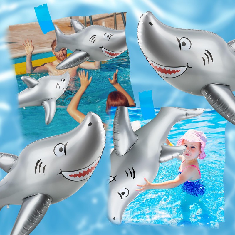 3 Pack 40 Inch Inflatable Shark Large Blow Up Shark