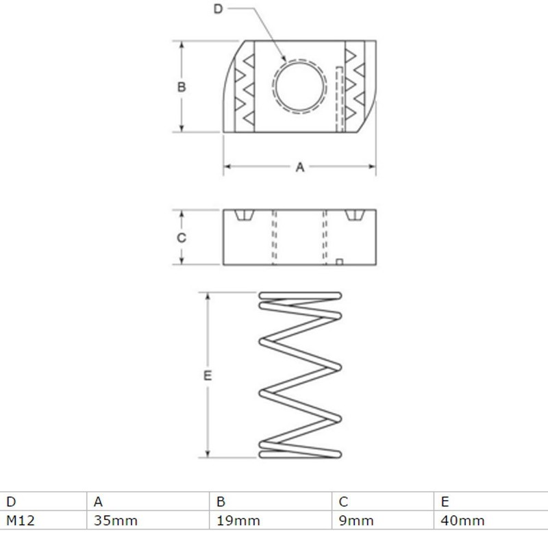 Sourcingmap M12 304 Stainless Steel Strut Spring Channel Nuts 10