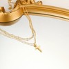 Yimofy Dainty Cross Necklace for Women 18K Gold Plated Layered