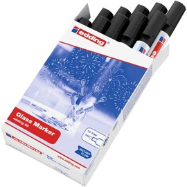 edding 95 glass marker - black - 10 glass pens - round nib 1.5-3 mm - washable window marker pen - for writing and marking on glass surfaces, windows, glassboards, whiteboards - dry-wipeable