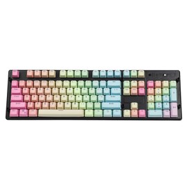 YMDK Double Shot 104 Dyed PBT Shine Through Keyset OEM Profile Keycap Set for Cherry MX Switches Mechanical Keyboard 104 87 61,Rainbow(Only Keycap)