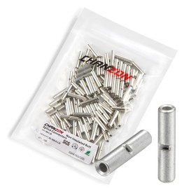 Chanzon 120pcs BN1.25 Non-Insulated Butt Connectors Pure Copper 0.8mm Thickness Connector for Wire 22-16AWG Crimp Ferrules
