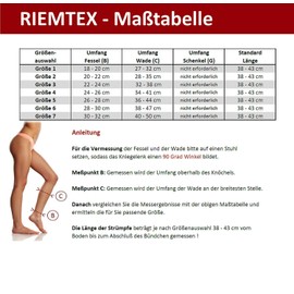 RIEMTEX Medical Grade Compression Stockings, Class 2 CCL2, Open Lace Calf Stockings, Thrombosis Stockings, Women and Men, Black or Beige
