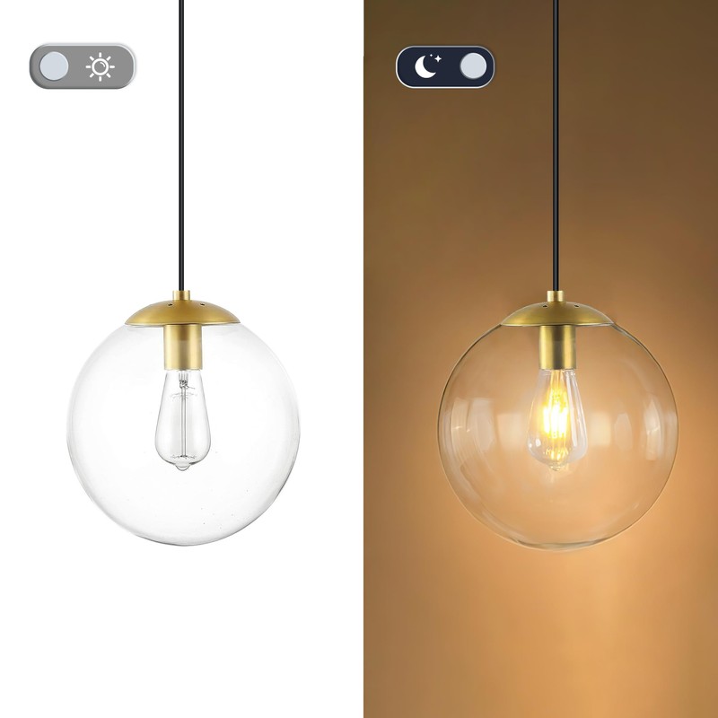 KoKo&Yukina 8 Inch Globe Pendant Lighting for Kitchen Island Mid
