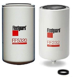 Fleetguard FF5320 FF232 Kit Replacement Diesel Fuel Filters for Trucks, Replaces FF3003 FS1001