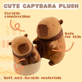 TXDRRA Capybara Plush Toy,Cute Capybara Stuffed Animal,Soft Brown Capybara Plushie,Gifts for Boys and Girls (Scarf Capybara, 7.8 inches)