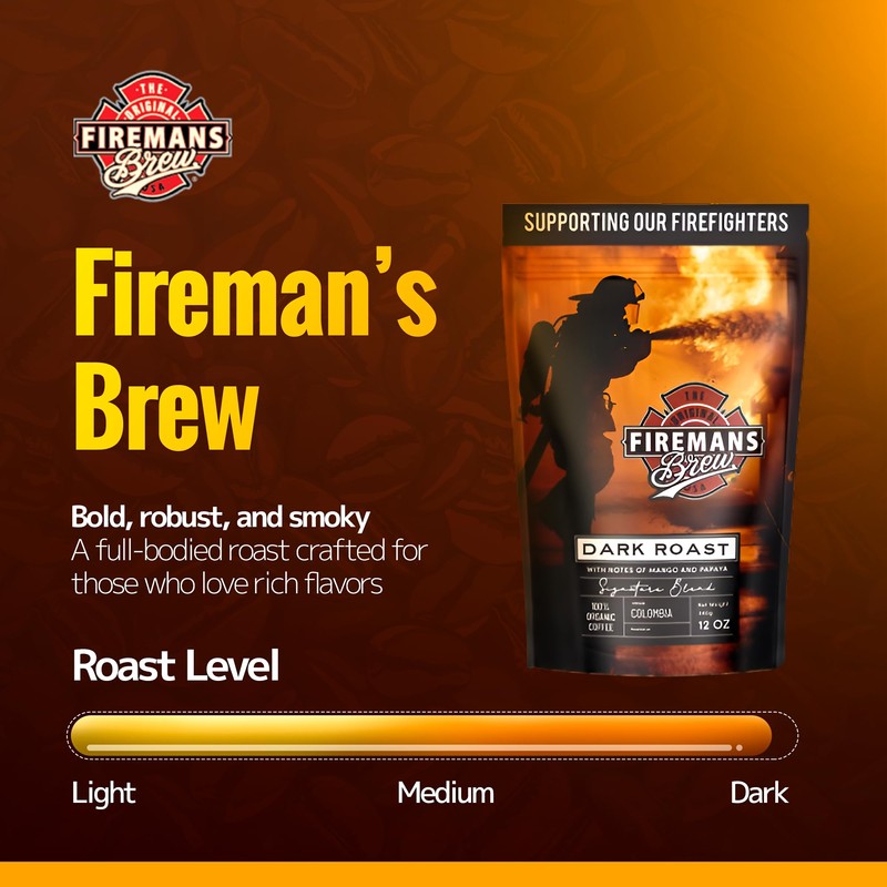 Firemans Brew Dark Roast Coffee – Bold & Robust Ground