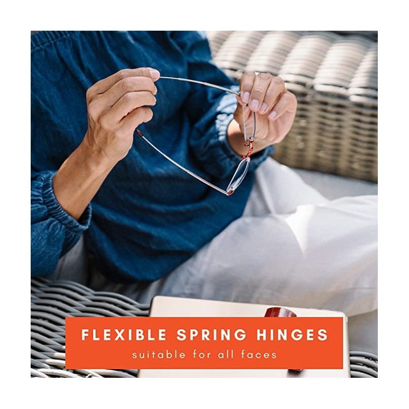 MicroVision Optical Executive Rimless Folding Reading Glasses With Compact Case