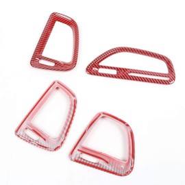 Voodonala for Challenger ABS Center Consoles AC Outlet Vent Cover Trim for 2015-2023+ Dodge Challenger Interior Accessories, 4pcs Red Carbon Fiber