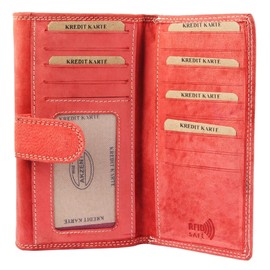 Akzent 3000111 Women's Wallet Real Leather Landscape Format RFID Protection 17 x 10 cm, red, rfid wallet