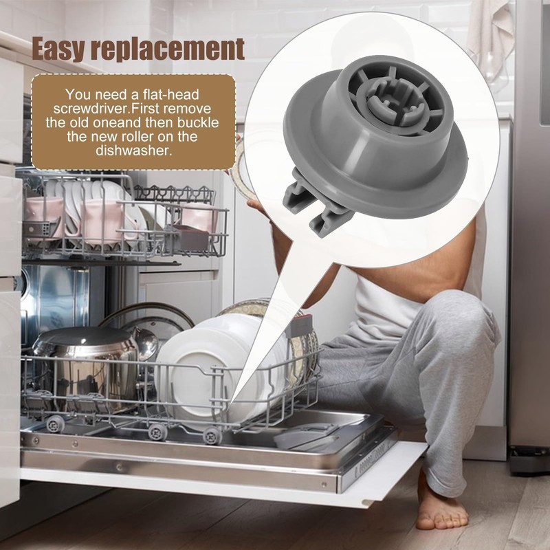 8Pcs Dishwasher Lower Wheel Assembly 611475 Replacement for Bosch Lower