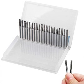 Bestgle Carbide Bar, 0.1 inch (3 mm) Axis, Carbide Cutter, Double Cut, Tungsten Bar, Gorigorizable, Rotary File Set, Carbide Drill Bit, Router, Bit Cutting and Polishing, Blade Width 0.1 inch (3 mm), Pack of 20, Storage