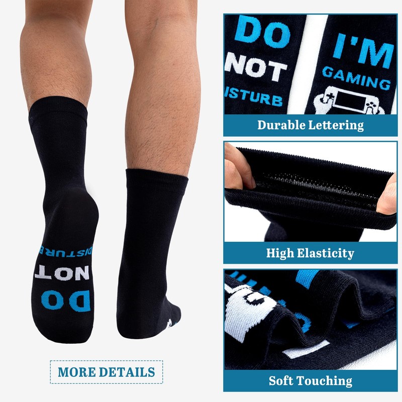 Niorasen Funny Socks for Men, Black Cotton Calf Socks -