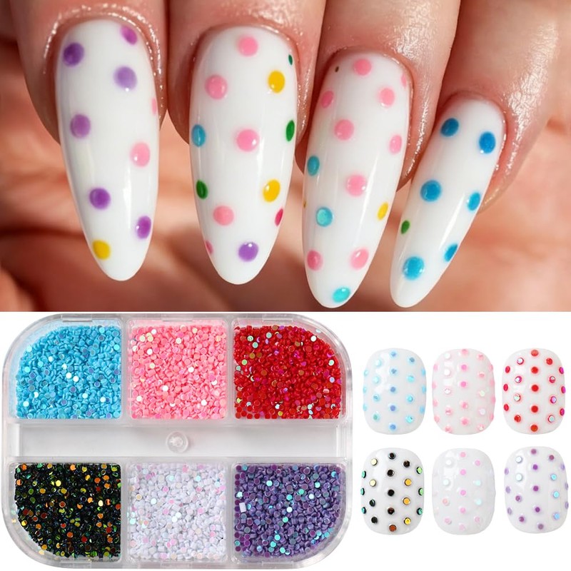 2 Boxes 18 Grids Polka Dots Nail Sequins for Nail