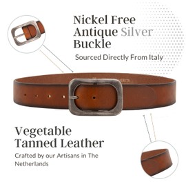 Amsterdam Heritage Leather Belts For Women - Brown Belt Women, Womens Belts For Jeans And Fashion Belts For Women