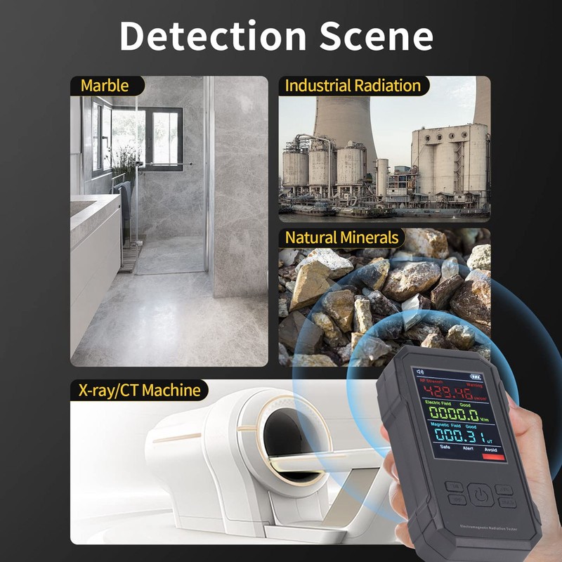 Radiation Detector Black Digital EMF Meter LED Display Handheld RF