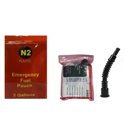 2 Gallon Gas Pouch (Foldable-Expandable gas pouch, holds 2 Gallons of gas) fits in the palm of your hand. Fits in the storage compartment of a motorcycle or glove box of a car.