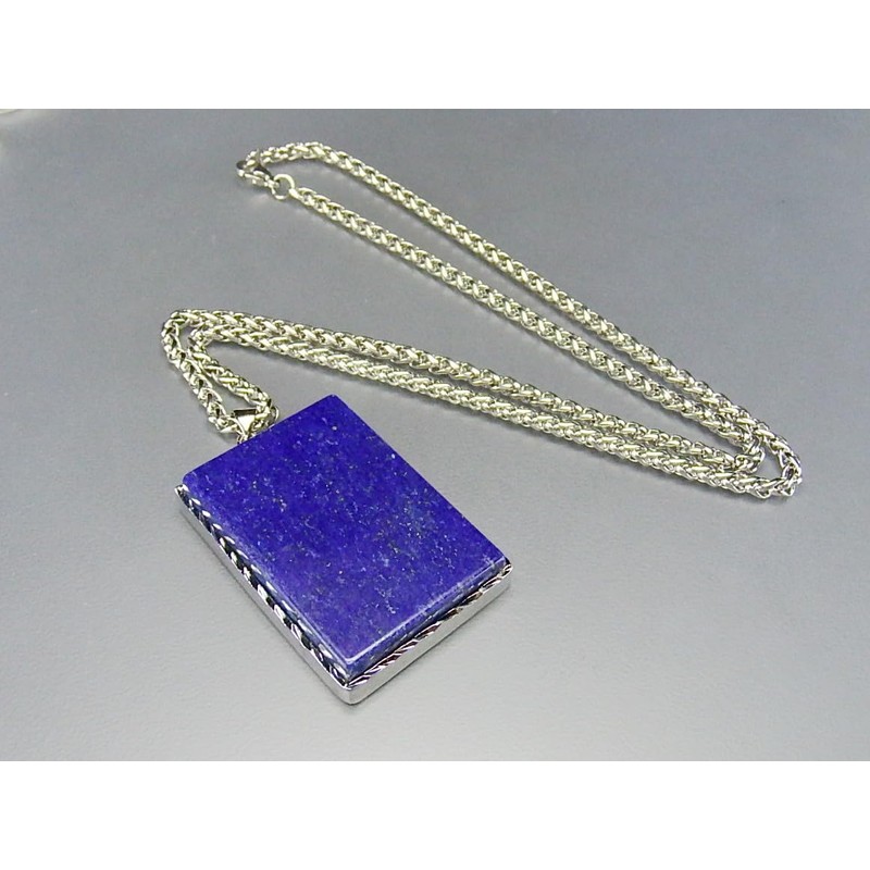 [Stone Street] AAA Lapis Lazuli Uncolored Natural Stone Square Metal
