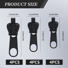 DEFGNOP Zip Repair Kit Replacement, Removable Zip Zip Repair Kit for Jackets, Backpacks, Suitcases, Pack of 12