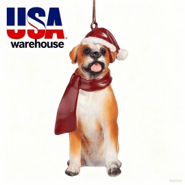 Resin Xmas Boxer Dog Holiday Decor-Christmas Tree Ornament, Full ColorColor: like picture, Size: One Size