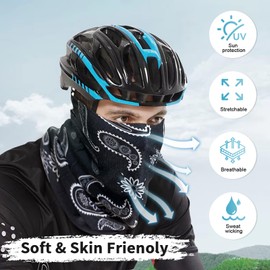 Awumbuk Neckerchief Men & Women Pack of 6 Multifunctional Scarf Unisex Seamless Bandanas Tube Scarf Men's Windproof Neck Warmer Motorcycle Loop Scarf Men for Outdoor Work Cycling Running, black