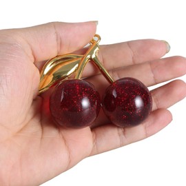 ZEKANXX Cherry Car Keychain for Women, Gold Cherry Cute Cherry Charm for Purses and Bags, Cherry Bags Charm Stylish Cherry Bag Charm with Shiny Resin Metal Keychain Accessories for Bag, Handbag, Key