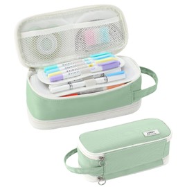 Tergopa Pencil Case Large Zipper Pencil Pouch for Girls Kids Teens Adults Aesthetic Pencil Bag Stationery Organizer Pencil Case with Handle for School Green