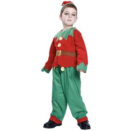 EraSpooky Elf Costume for Kids Boys Christmas Children's Costumes Outfit Set Santa Elf Costume Dress Up Funny Cosplay Party