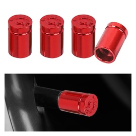 4PCS Bullet Shaped Tire Valve Stem Caps, Dustproof, Corrosion Resistant Tire Valve Stem Covers, Universal Aluminum Alloy Car Air Stem Cap for Trucks Motorcycles SUVs and Bikes (Red)