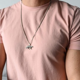 Materia Men's Necklace Pendant Tiger Made of 925 Sterling Silver Blackened with Necklace 40-70 cm in Jewellery Box, Sterling Silver